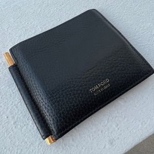 TOM FORD GRAINED LEATHER MONEY CLIP WALLET